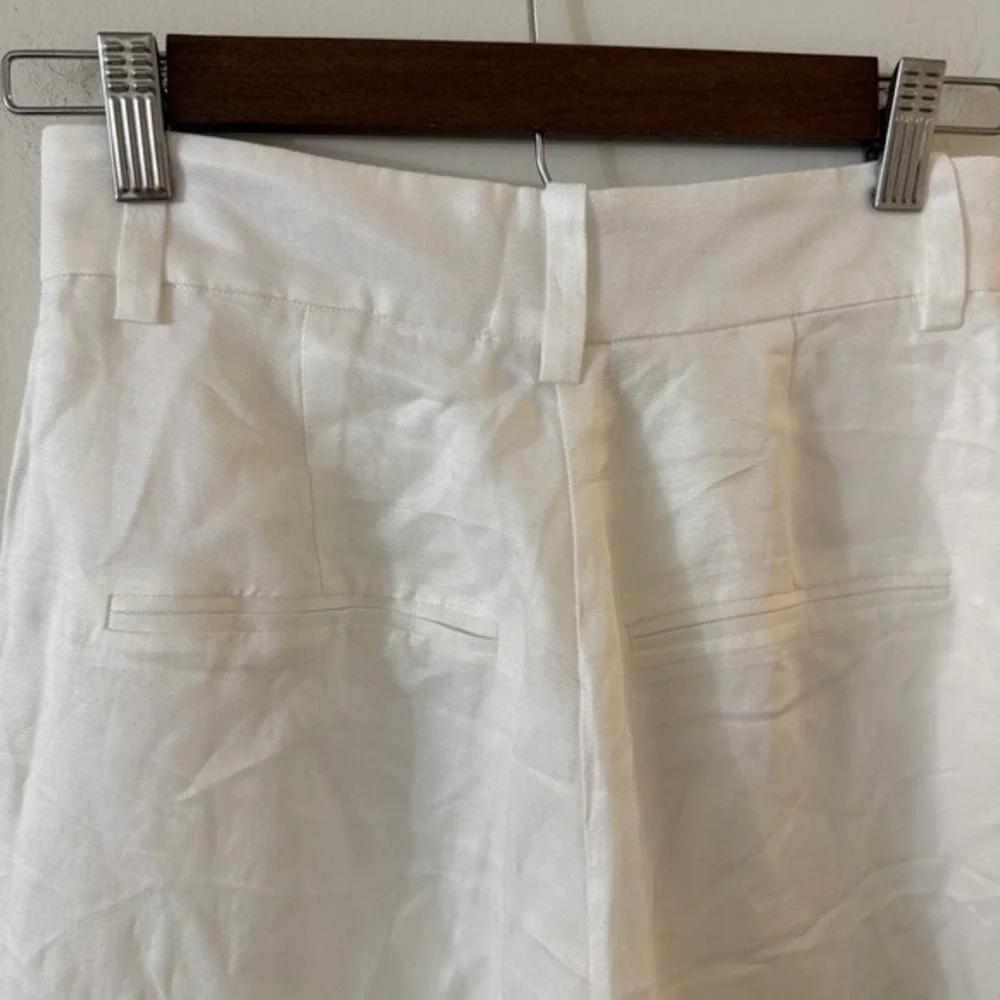 ANINE BING Lou pleated woven wide-leg pants Ivory‎ white Linen Blend size 2 NWT